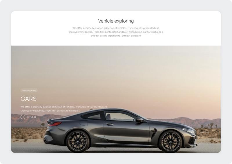 Autohaus Standard vehicle exploring section with a large car photograph