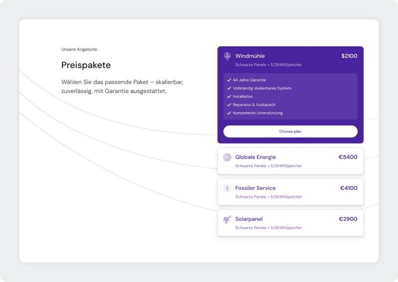 E.G.E.S pricing packages with one package expanded