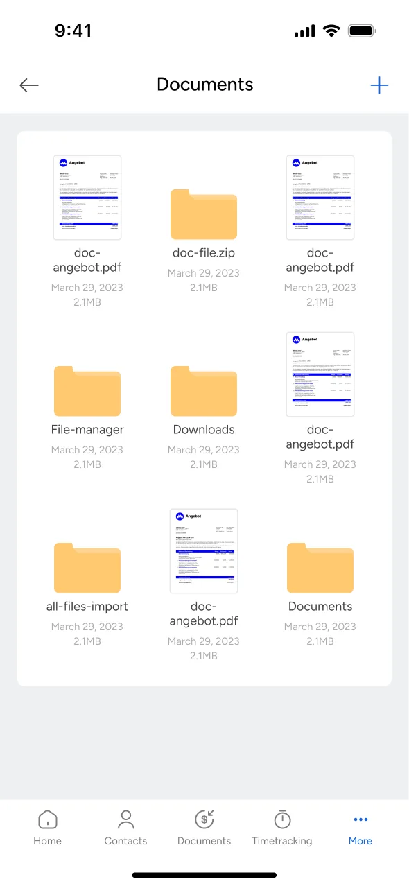 Mesh App mobile: Documents and folders